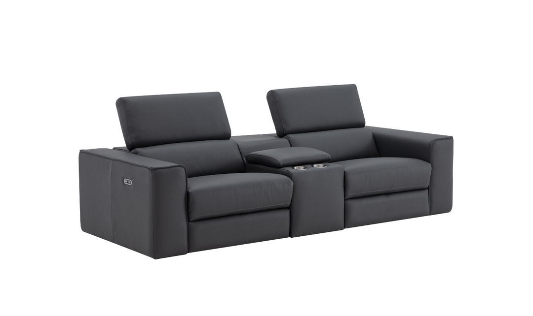 Jennifer Italia Incanto 2-seater Leather Power Recliner Loveseat with Storage Console