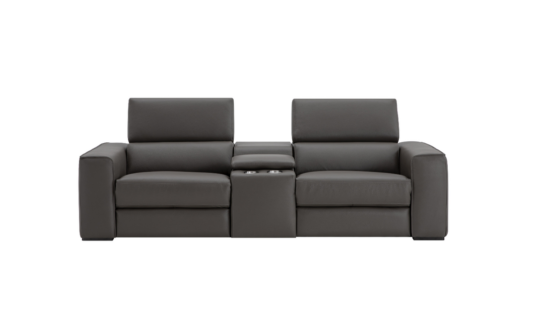 Jennifer Italia Incanto 2-seater Leather Power Recliner Loveseat with Storage Console