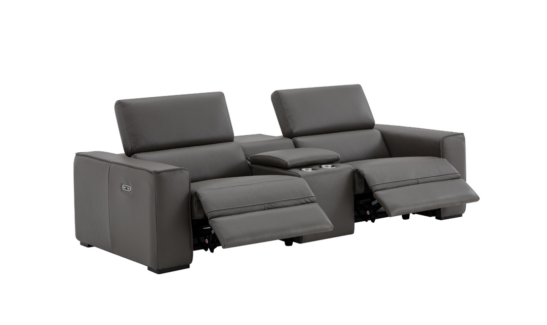 Jennifer Italia Incanto 2-seater Leather Power Recliner Loveseat with Storage Console