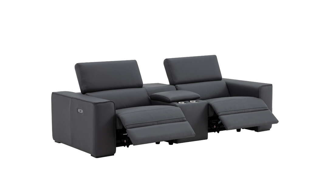 Jennifer Italia Incanto 2-seater Leather Power Recliner Loveseat with Storage Console