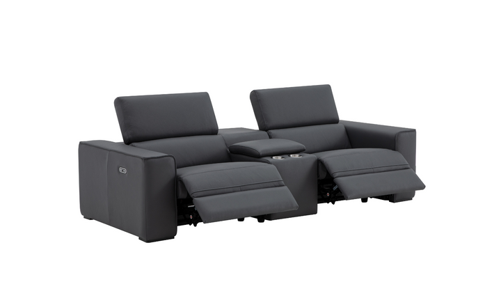Jennifer Italia Incanto 2-seater Leather Power Recliner Loveseat with Storage Console