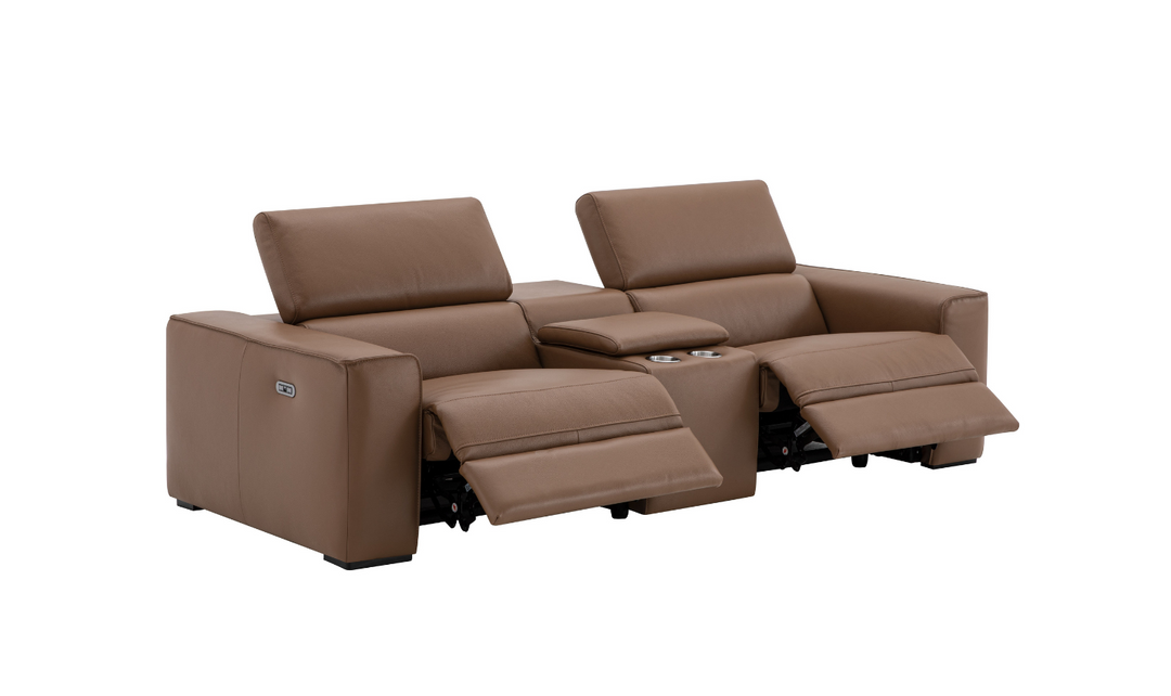 Jennifer Italia Incanto 2-seater Leather Power Recliner Loveseat with Storage Console