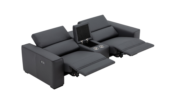 Jennifer Italia Incanto 2-seater Leather Power Recliner Loveseat with Storage Console