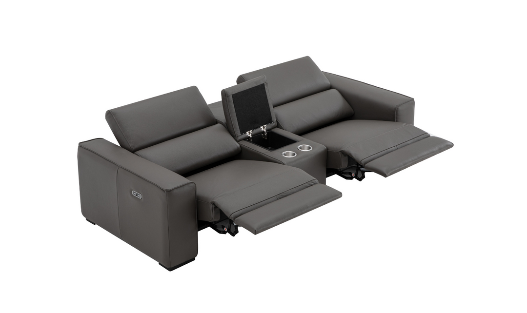 Jennifer Italia Incanto 2-seater Leather Power Recliner Loveseat with Storage Console