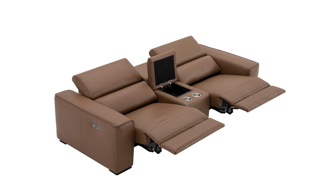 Jennifer Italia Incanto 2-seater Leather Power Recliner Loveseat with Storage Console