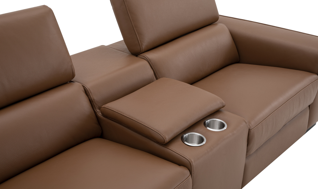 Jennifer Italia Incanto 2-seater Leather Power Recliner Loveseat with Storage Console