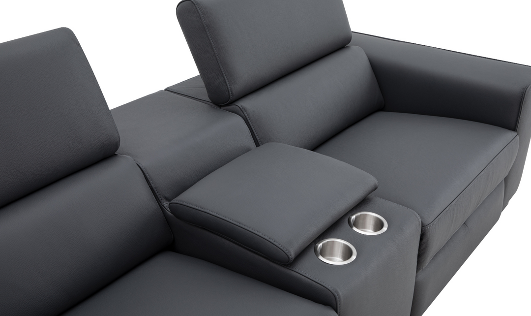 Jennifer Italia Incanto 2-seater Leather Power Recliner Loveseat with Storage Console