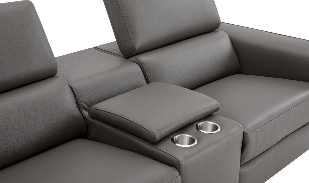 Jennifer Italia Incanto 2-seater Leather Power Recliner Loveseat with Storage Console