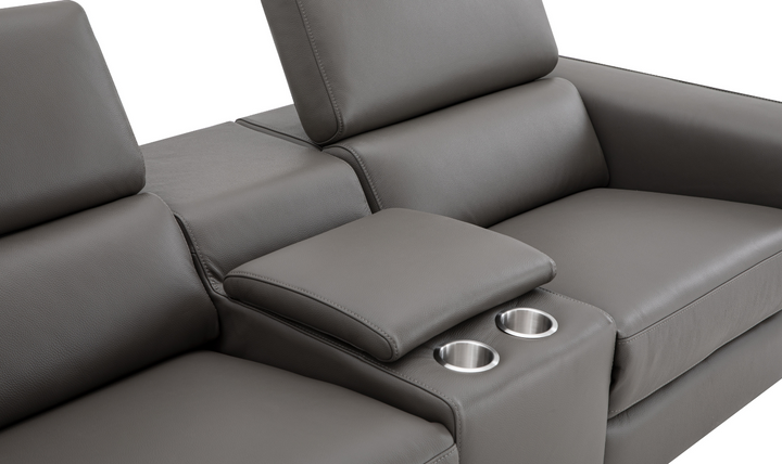 Jennifer Italia Incanto 2-seater Leather Power Recliner Loveseat with Storage Console