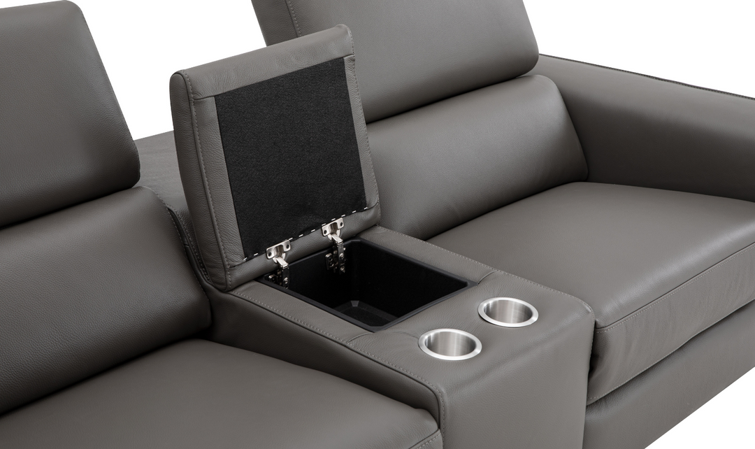 Jennifer Italia Incanto 2-seater Leather Power Recliner Loveseat with Storage Console