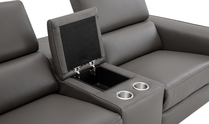 Jennifer Italia Incanto 2-seater Leather Power Recliner Loveseat with Storage Console