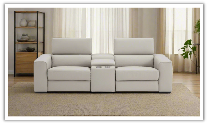 Jennifer Italia Incanto 2-seater Leather Power Recliner Loveseat with Storage Console