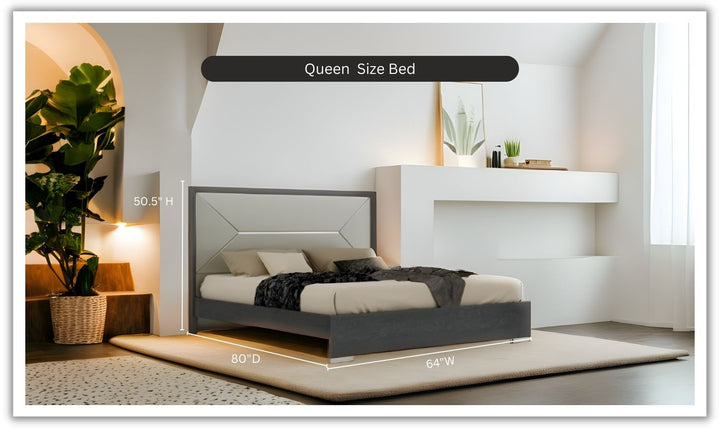 Jennifer Italia Monte Leone King/Queen Size Bed with Leather Upholstered Headboard