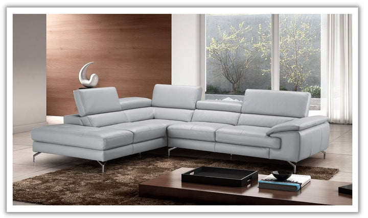 Jennifer Italia Reflexion 3-Seater Leather Premium Sectional Sofa In Light Gray
