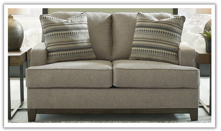 Modern Heritage Kaywood Stationary Fabric Loveseat in Granite Gray