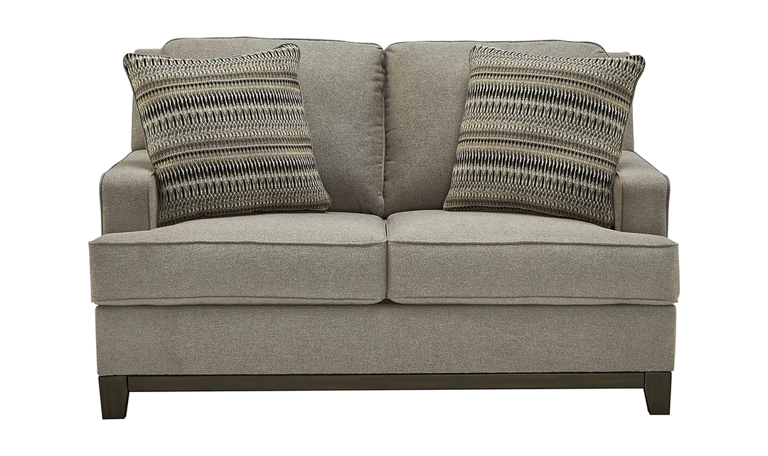 Modern Heritage Kaywood Stationary Fabric Loveseat in Granite Gray