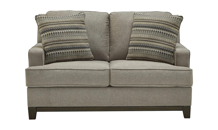 Modern Heritage Kaywood Stationary Fabric Loveseat in Granite Gray