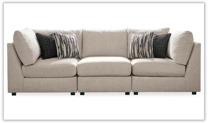 Modern Heritage Kellway Tuxedo Arms Modular Sectional Sofa in Beige