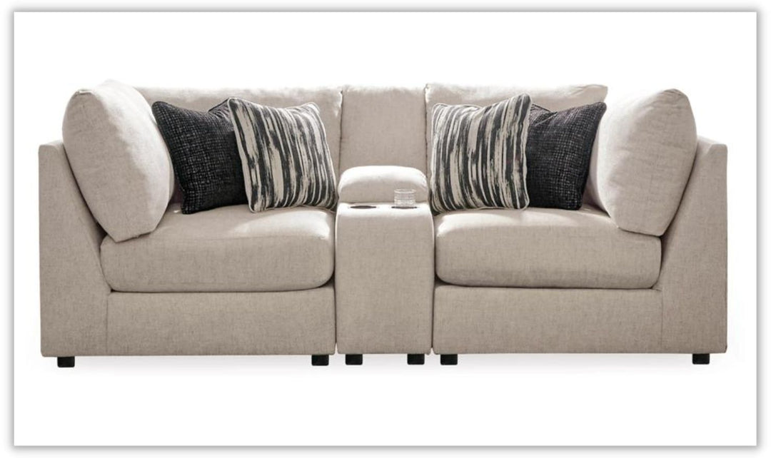 Modern Heritage Kellway Tuxedo Arms Modular Sectional Sofa in Beige