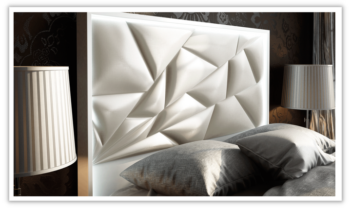 Kiu Faux Leather Upholstered Panel Bed With LED Headborad