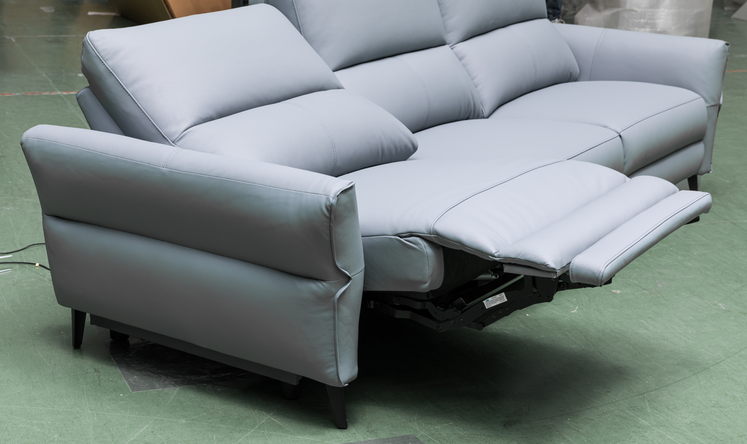 Klaussner Armonia 3-seater Blue Leather Power Reclining Sofa-jennifeer furniture