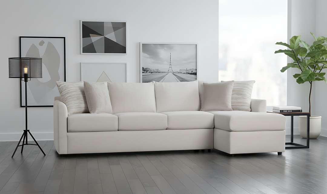 Klaussner Atlanta L-Shape Fabric Sectional Sofa in Beige-Jennifer Furniture