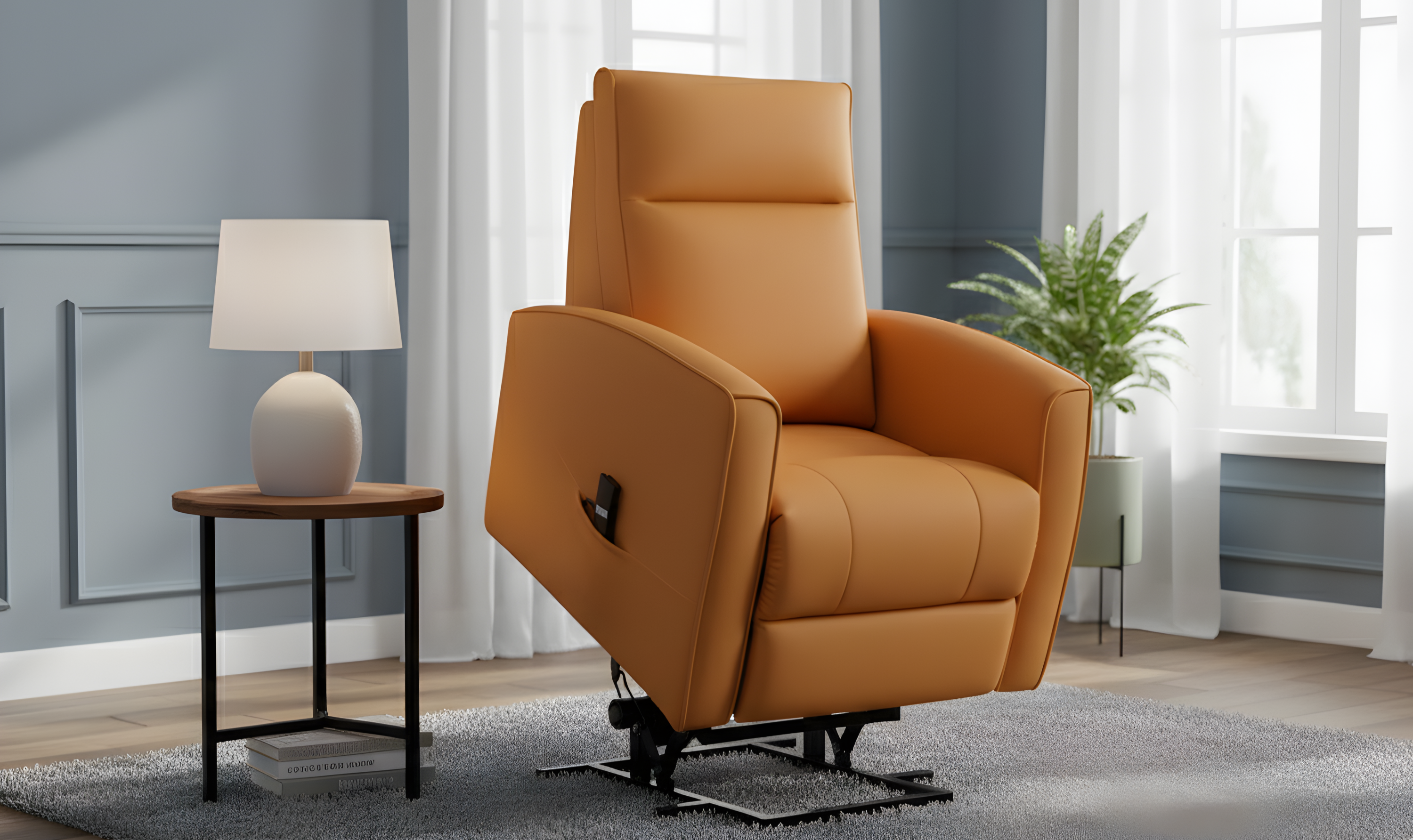 ELLE ドイツオレンジ c/w Love Life Klaussner Calessin Chestnut Orange Leather Power Recliner Lift