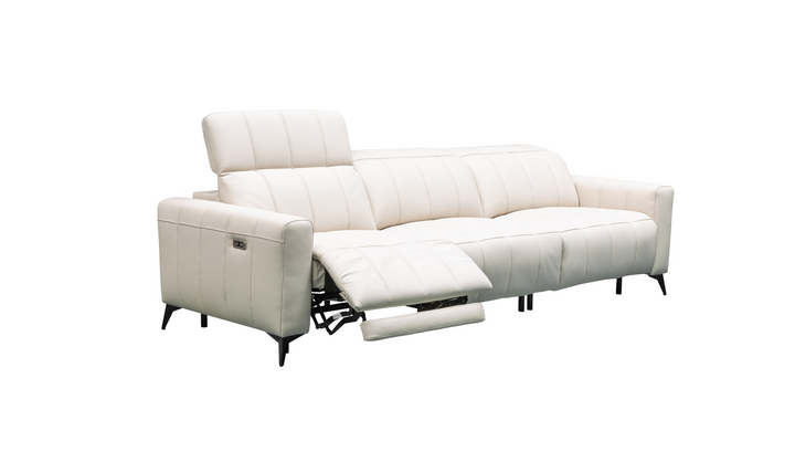 Klaussner Capri Beige 3 -Seater Power Reclining Sofa With Adjustable Headrest-Jennifer Furniture