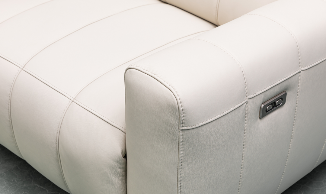 Klaussner Capri Beige 3 -Seater Power Reclining Sofa With Adjustable Headrest-Jennifer Furniture