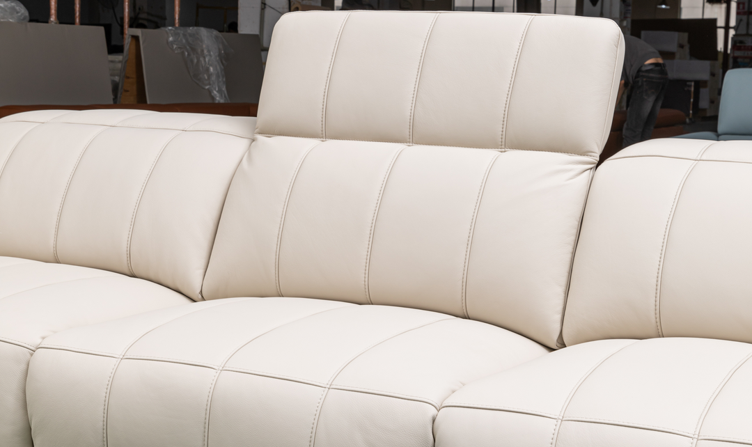 Klaussner Capri Beige 3 -Seater Power Reclining Sofa With Adjustable Headrest-Jennifer Furniture