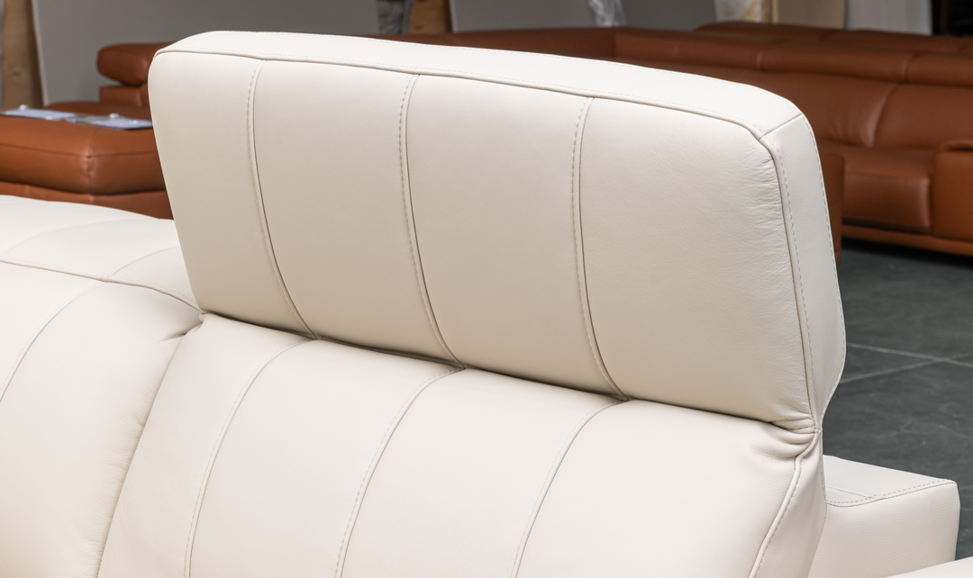 Klaussner Capri Beige 3 -Seater Power Reclining Sofa With Adjustable Headrest-Jennifer Furniture