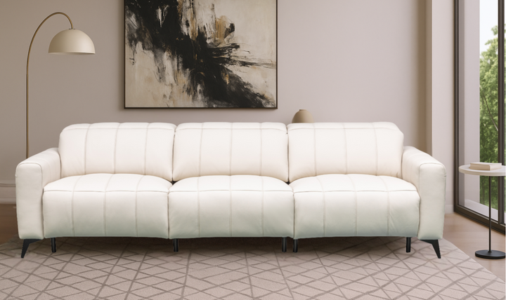 Klaussner Capri Beige 3 -Seater Power Reclining Sofa With Adjustable Headrest-Jennifer Furniture