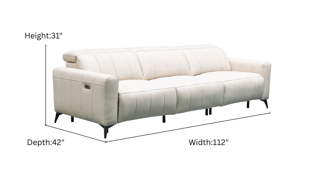 Klaussner Capri Beige 3 -Seater Power Reclining Sofa With Adjustable Headrest-Jennifer Furniture