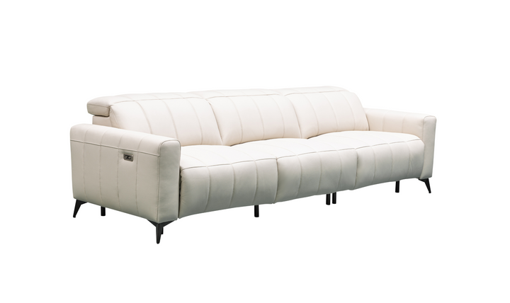 Klaussner Capri Beige 3 -Seater Power Reclining Sofa With Adjustable Headrest-Jennifer Furniture