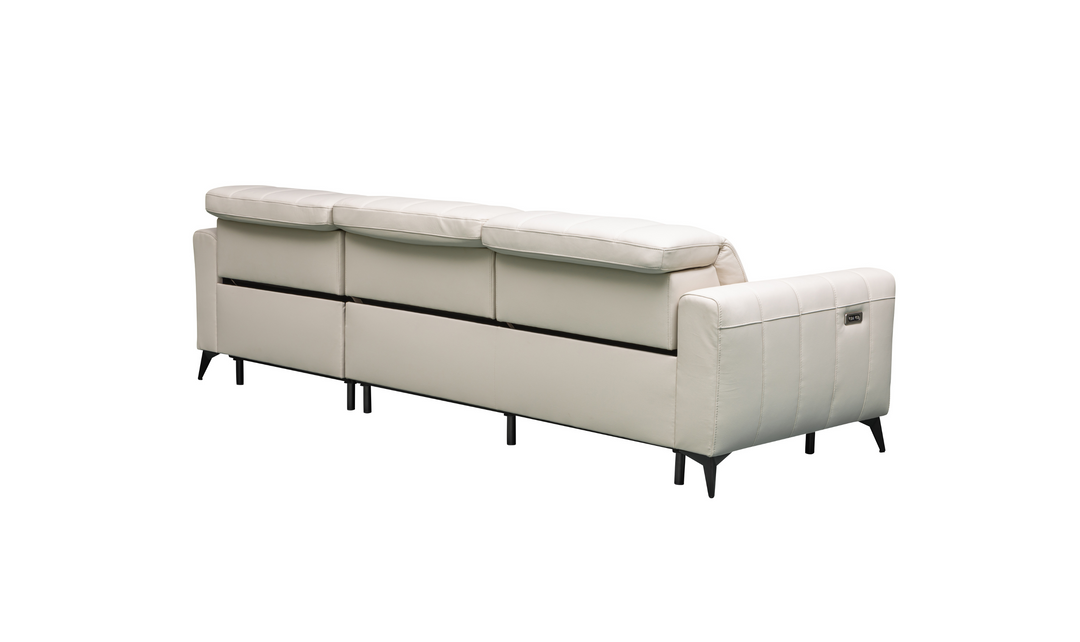 Klaussner Capri Beige 3 -Seater Power Reclining Sofa With Adjustable Headrest-Jennifer Furniture