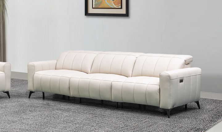 Klaussner Capri Beige 3 -Seater Power Reclining Sofa With Adjustable Headrest-Jennifer Furniture