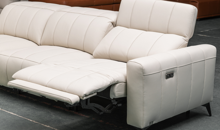 Klaussner Capri Beige 3 -Seater Power Reclining Sofa With Adjustable Headrest-Jennifer Furniture