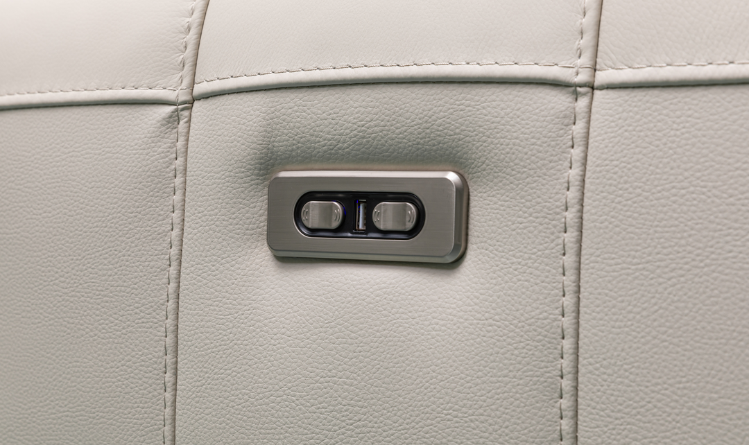 Klaussner Capri Beige 3 -Seater Power Reclining Sofa With Adjustable Headrest-Jennifer Furniture