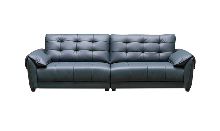 Klaussner Divano 2-seater Blue Leather Sofa with Plush Back Support