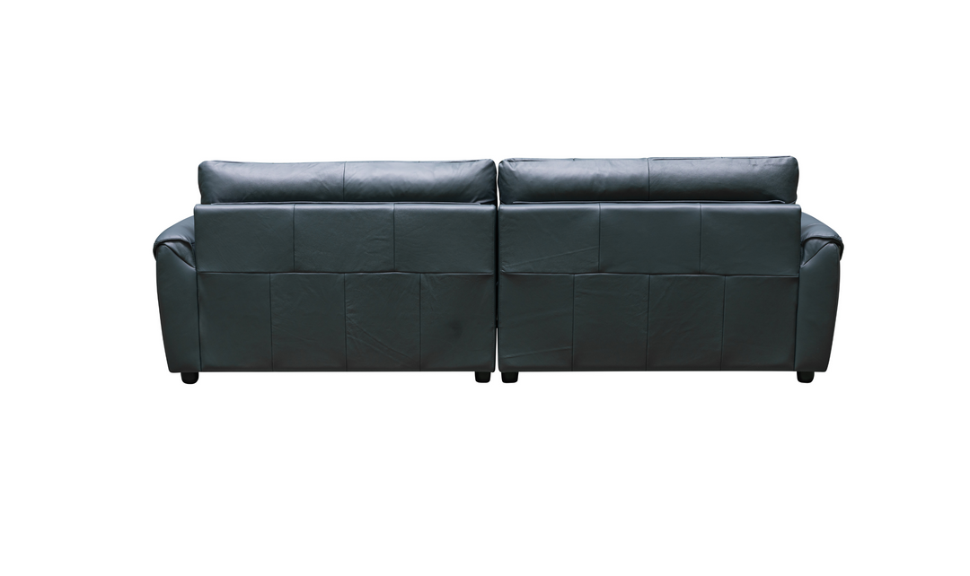 Klaussner Divano 2-seater Blue Leather Sofa with Plush Back Support-Jennifer  Furniture