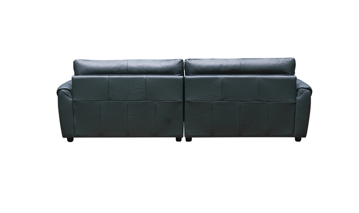 Klaussner Divano 2-seater Blue Leather Sofa with Plush Back Support-Jennifer  Furniture