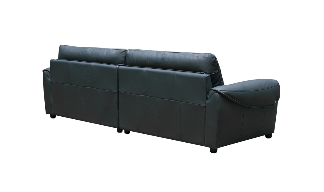 Klaussner Divano 2-seater Blue Leather Sofa with Plush Back Support-Jennifer  Furniture