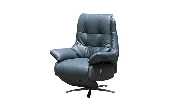 Klaussner Eterna Burnie Blue Leather Swivel Power Recliner Lift Chair