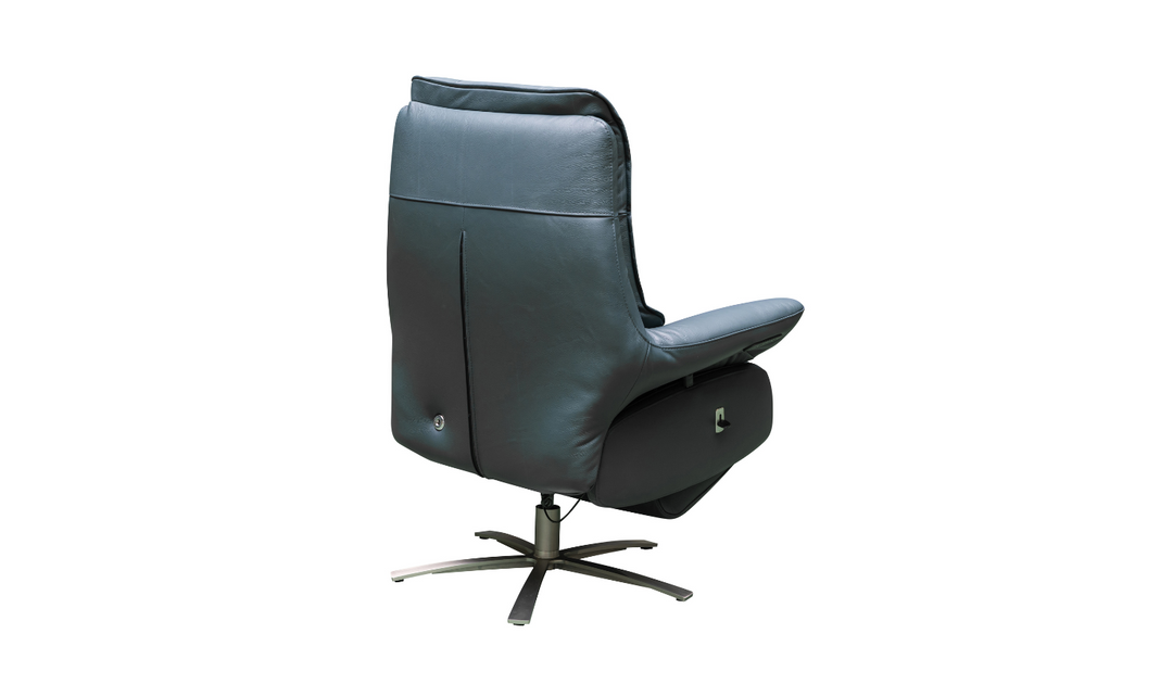 Klaussner Eterna Burnie Blue Leather Swivel Power Recliner Lift Chair