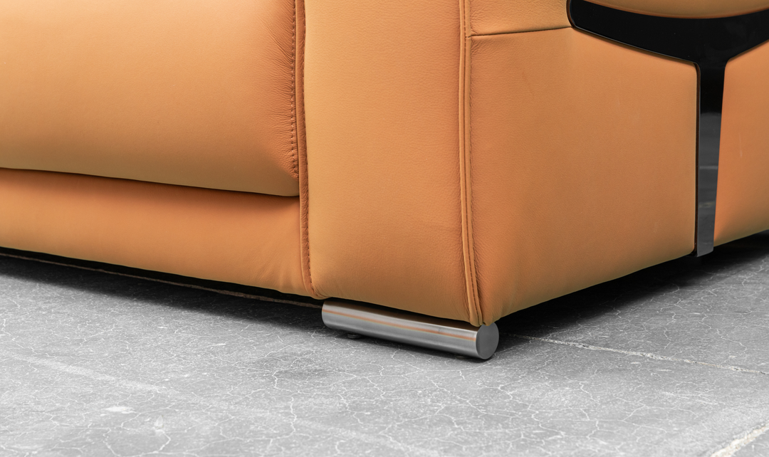 Klaussner Grazia 3-Seater Tufted Leather Sofa with Track Arms In Orange-Jennifer Furniture