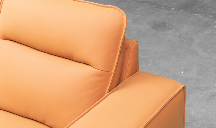 Klaussner Grazia 3-Seater Tufted Leather Sofa with Track Arms In Orange-Jennifer Furniture