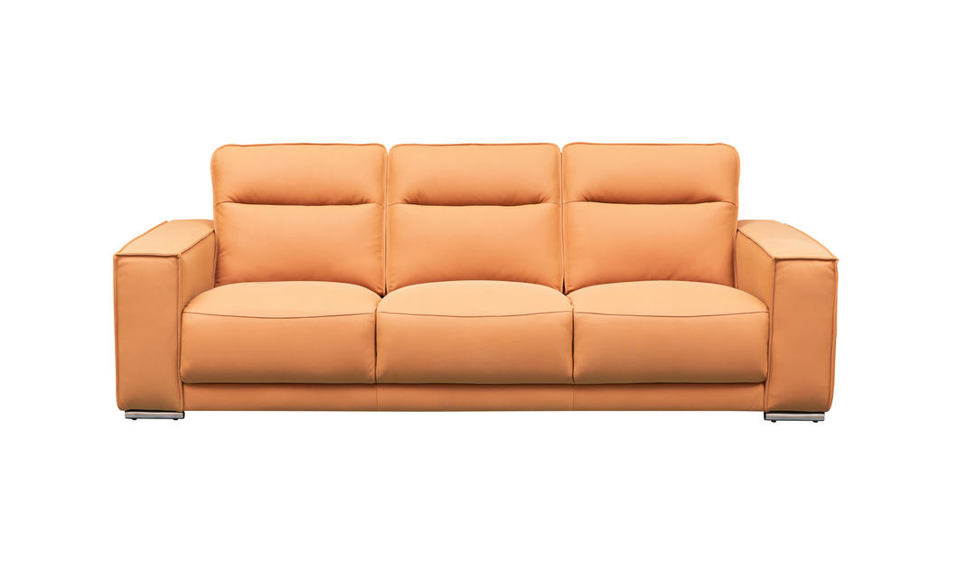 Klaussner Grazia 3-Seater Tufted Leather Sofa with Track Arms In Orange-Jennifer Furniture