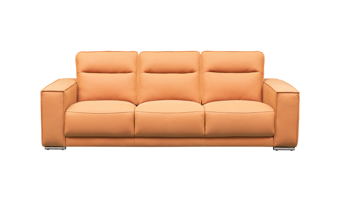 Klaussner Grazia 3-Seater Tufted Leather Sofa with Track Arms In Orange-Jennifer Furniture