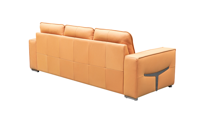 Klaussner Grazia 3-Seater Tufted Leather Sofa with Track Arms In Orange