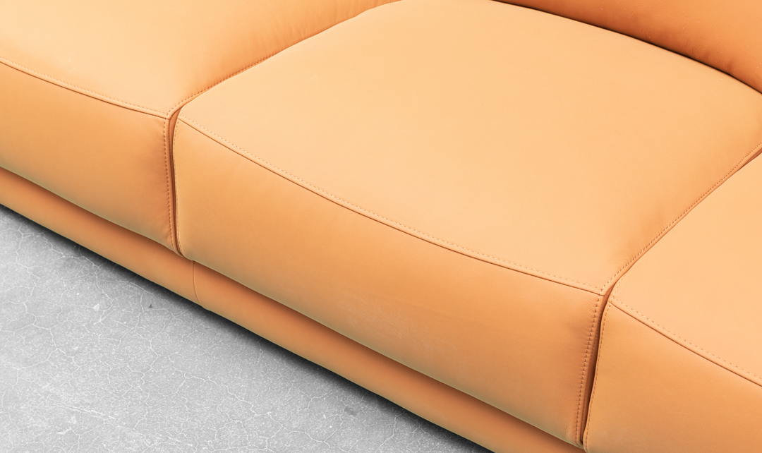 Klaussner Grazia 3-Seater Tufted Leather Sofa with Track Arms In Orange-Jennifer Furniture